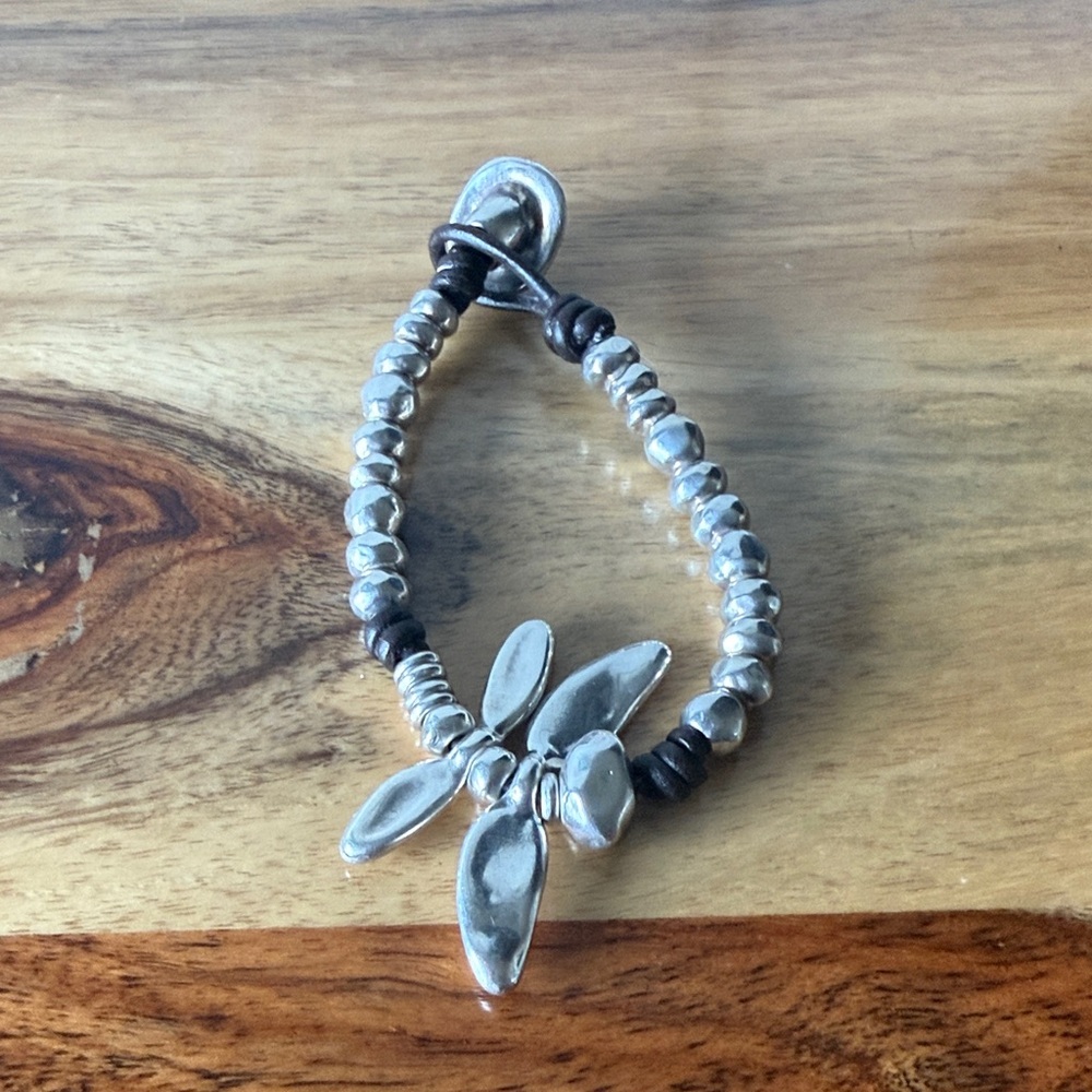 UNO de 50 Silver and Brown Beaded Bracelet